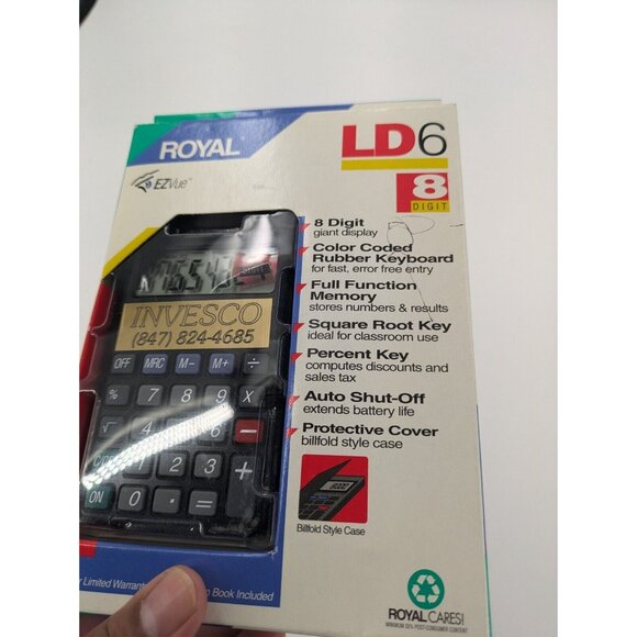 Royal LD6 EZ VUE Calculator 8 Digit‎ Solar and Battery Power w/ Manual - Picture 7 of 7